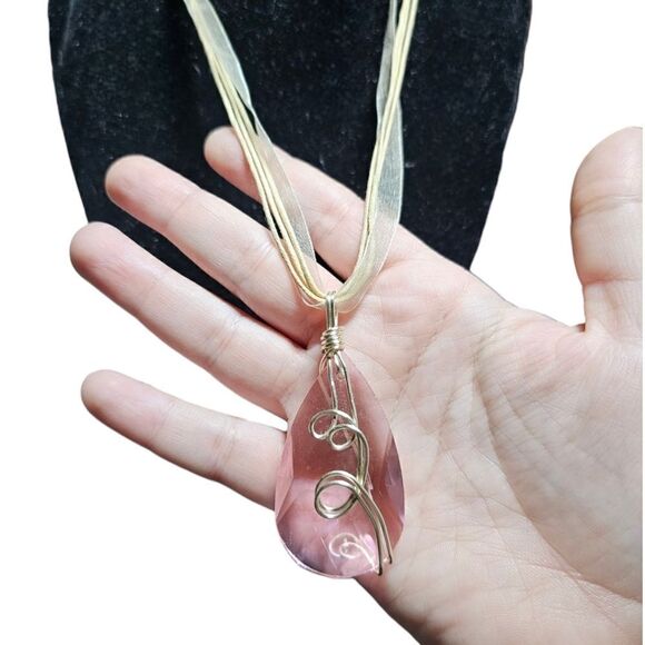 Elegant Blush Pink Crystal Swirl Pendant Necklace - Picture 12 of 12